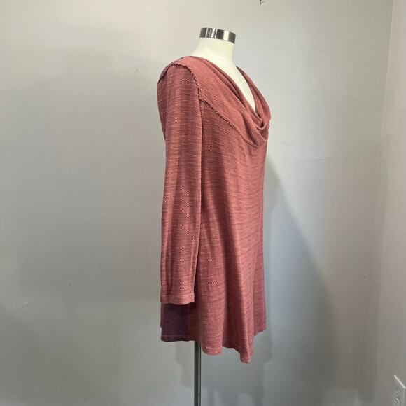 Soft Surroundings Pink Cowl Neck Knit Sweater Dress Size Large Boho Chic - Picture 3 of 10